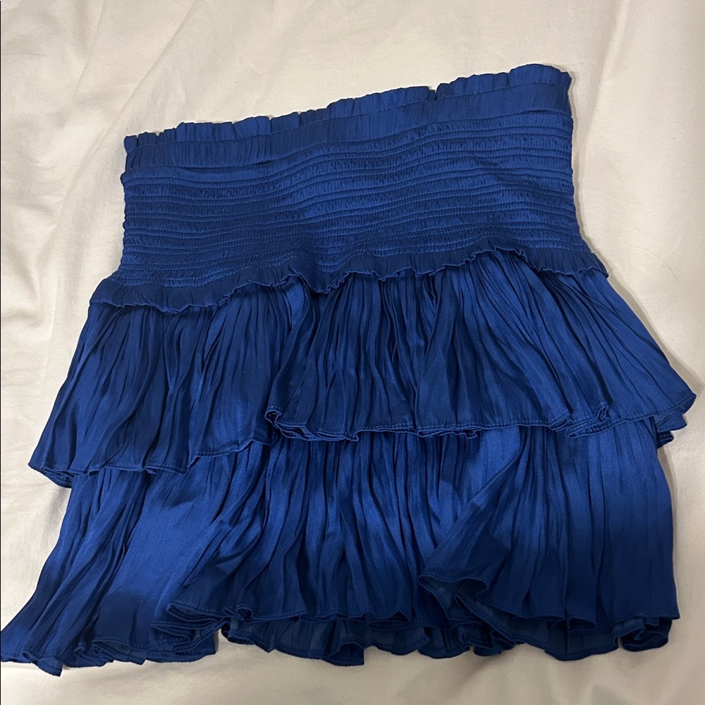 Chic Blue Ruffled Mini Skirt